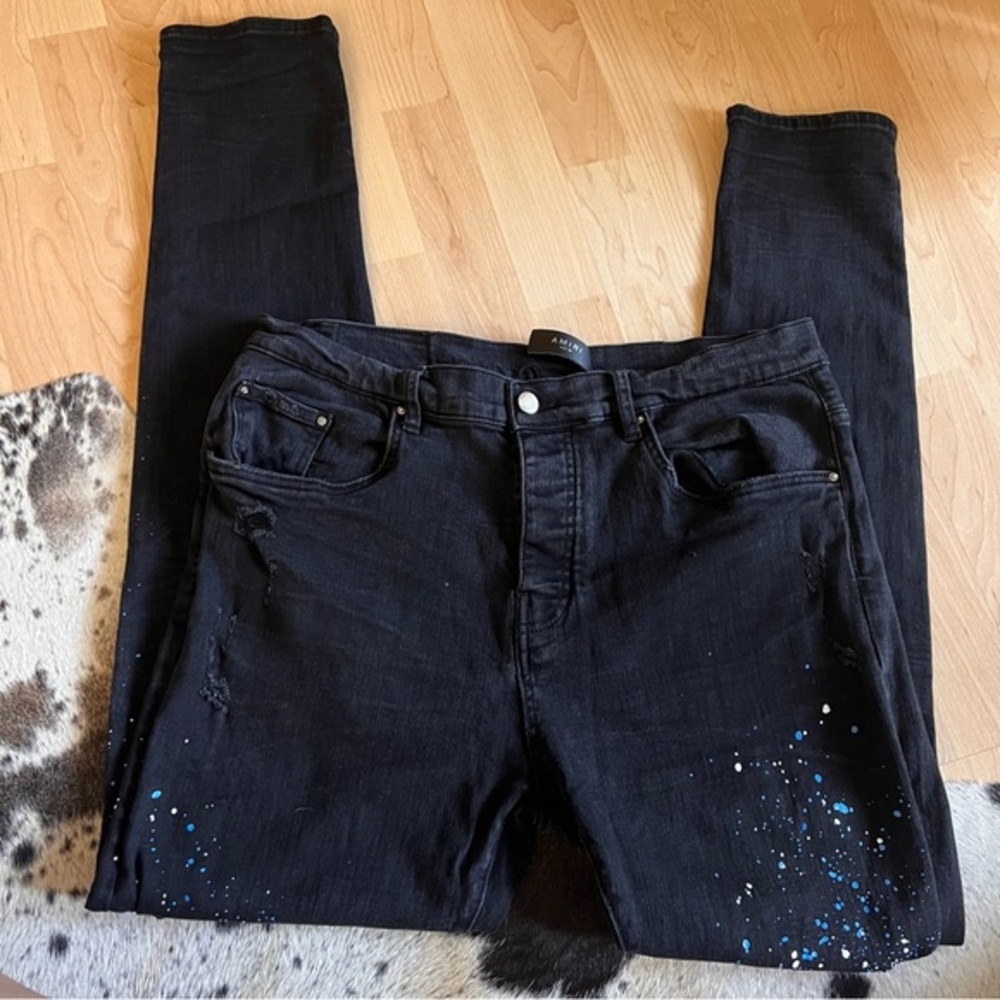 AMIRI‎ Black Crystal Painter Jeans Overdyed Size 36